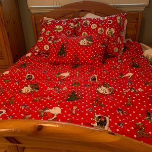 Pottery Barn Teen The Grinch Flannel Red Dot Full Duvet Set +2 standard +2 Euro